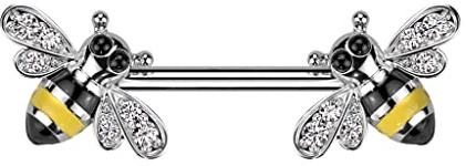 beyoutifulthings Brustwarzen-piercing Gold Biene Zirkonia Clear Brust-piercing Nippel-piercing Chirurgenstahl Stab 10-mm