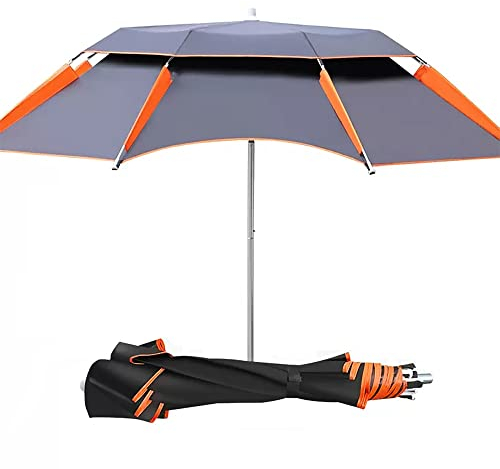 JKIOOW Knickbar Sonnenschirm 2.4M Strandschirm Aluminium UV Schutz UPF 50+ Terrassenschirm 16 Rippen Wasserabweisend Marktschirm
