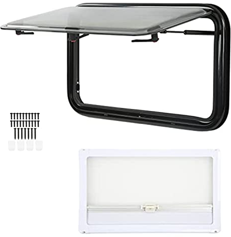 ALSUP RV Push Out Window, Acrylic Glass Hinged Window Replacement with Screen, Sun Shade, Caravan Motorhome External Exit Window for Replace,75X40CM