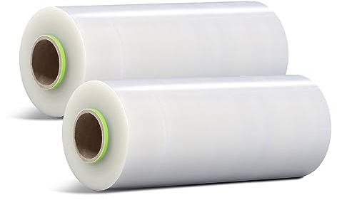 SWAVGO Stretchfolie - Transparent Wickelfolie, Verpackungsfolie auf Rolle, Palettenfolie, Schrumpffolie,Folie für Möbel Umzug, Handstretchfolie (2 Stück, 25 cm x 600 m)