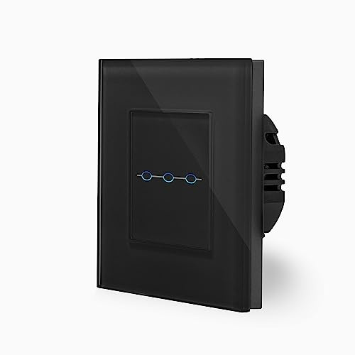 LUX einfacher Touch Dimmer Lichtschalter Ein/Aus dimmbar 1-Fach im Glasrahmen in schwarz 1-Weg Glas Berührungs Wandschalter zum dimmen einer Leuchte, Lampe Luxus-Time