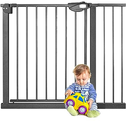 YARDIN Türschutzgitter Treppenschutzgitter ohne Bohren, 95-105 cm Schutzgitter Treppengitter für Kinder, Hunde und Katzen, Auto-Close, Einhändiges Öffnen, 90° Stop, Schwarz