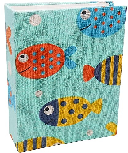 Dankeler Kleines Fotoalbum für Kinder, 100 Taschen, 10 x 15 Bücherregal-Baby-Bilderalbum, Einsteck-Fotobuch mit Leineneinband für die Familie(Fisch)