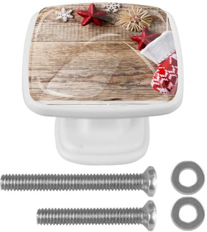 suojapuku Pomello quadrato per mobile, confezione da 4,natale in legno,Ferramenta per armadietti da cucina per maniglie per cassettiere e cassettiere