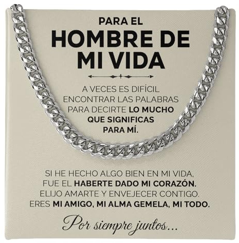 SOFIA FERRER Regalos Originales Para Hombre, Collar Acero Inoxidable, Ideas de Regalos, Cadena Cubana, Regalo San Valentin Hombre, Collar Hombres, Regalo Novio, Aniversario, Navidad (Mi Todo)