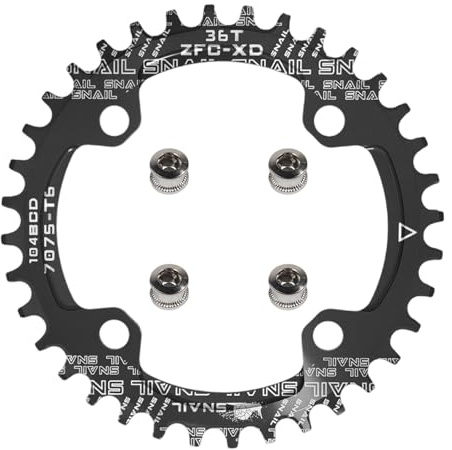 Yongness Plateau de manivelle de vélo 32T 34T 36T 38T plateau étroit et large 104BCD plateau de vélo à plateau unique à dents positives et négatives adapté aux VTT et vélos de route Couronnes cyclisme