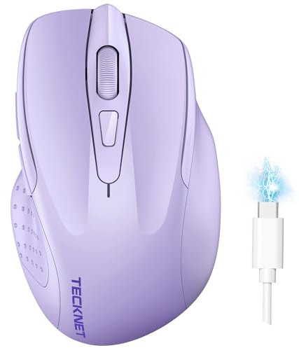 TECKNET Bluetooth Mouse, Rechargeable Bluetooth Wireless Mouse(Tri-Mode: BT 5.0/3.0+2.4G), 4800DPI Adjustable, Silent Ergonomic Wireless Mouse for Laptop PC Computer, Windows Mac OS,6 Buttons