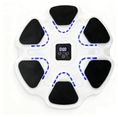Towwoo Musik Boxmaschine,Music Boxing Machine mit 2 Paar Boxhandschuhen, Intelligente Bluetooth Musikboxmaschine, 9 Geschwindigkeitsmodi, Elektronische Boxmaschine für Erwachsene und Kinder Weiß