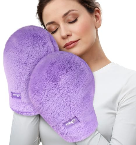 NEWGO Manoplas Calentables para Manos, Calientamanos Calentables por Microondas, Fáciles de Usar, Guantes de Terapia de Calor Húmedo para la Rigidez de las Manos- Morado-1Par