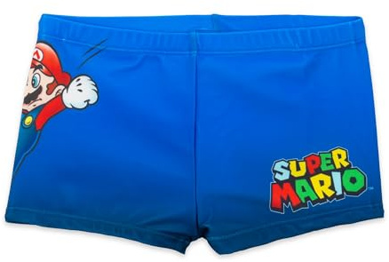 Super Mario Costume da Bagno Bambino | Boxer Mare Parigamba Elasticizzato | Pantaloncino Nuoto Ragazzo 4-12 Anni | Asciugatura Rapida Nuova Collezione Estate [1375 Blu - 6 Anni]