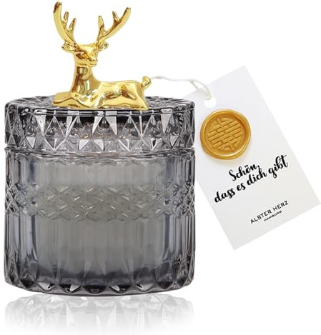 Geschenke für Frauen, Luxuriöse Duftkerze Geschenke für Freundin Mama Weihnachtsgeschenke Geburtstagsgeschenk, Schön dass es dich gibt (Rentier-Grau)