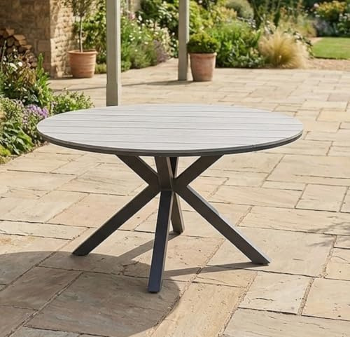 Gardissimo Gartentisch Esstisch Armati Dunkel Rund 148 cm, Tisch Aluminium Nonwood Wetterfest Outdoor Anthrazit Pflegeleicht