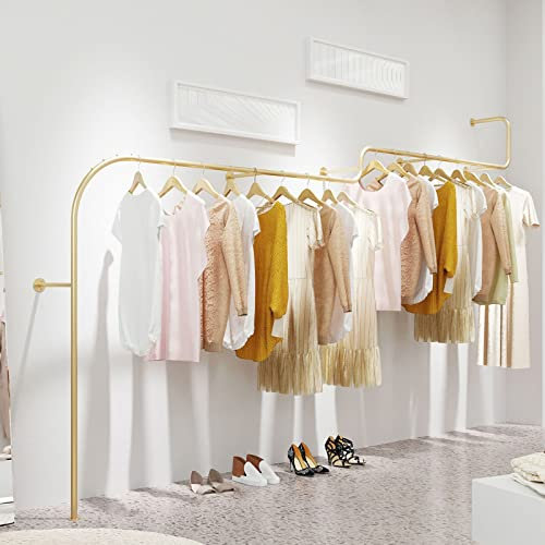 Stabiles Präsentationsregal aus Metall für Bekleidungsgeschäfte, Kleiderständer aus goldenem Eisen zur Wandmontage, Kleiderstange, Mehrzweck-Aufhängestange für Schuhbeutel, Rohrregal, Schrankorganis