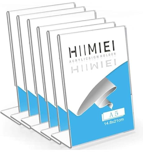 OctBird A5 Tischaufsteller Schrä,6 Stück Acryl Tischaufsteller Schräg,Glasklar L- Ständer,Menü Display Halter Ständer Tischaufsteller,Transparenter Tischaufsteller aus Kunststoff für Restaurant Theke