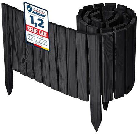 Garronda Rollborder Recinzione in legno flessibile 200 x 30 cm bordatura giardino bordura per aiuola staccionata in legno cordolo Decorazione da frutteti Palizzata GD-0149 Grafite