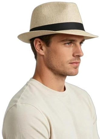 ITODA Herr Fedora Trilby hattar klassisk kort kant jazzkeps elegant gangster panamahatt vintage roll-up gentleman plommonhatt för resor strand fest vardaglig användning
