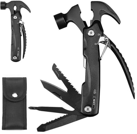 Multi Tool Camping Accessories Gifts for Men Dad, Foldable 12 in1 Hammer Multitool Survival Equipment with Carry Bag, Unique Christmas Birthday Gift Ideas, Gadgets Gift for Father’s Day/Valentines