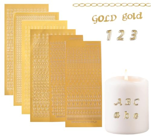 JRYXDS sbuchstaben Für Kerzen，6 Sticker Buchstaben-Setset Groß- Und Kleinbuchstaben，Zahlen Zum Beschriften Von Glatten Flächen Wie Kerzen Zur Taufe Kommunion Oder Hochzeit