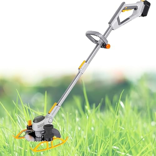 GAYAYAS Decespugliatore Senza Fili, Tagliaerba a Batteria Ricaricabile a Due batterie, Tagliaerba, con 3 Lame di Taglio, per Patio, Prato e Giardino