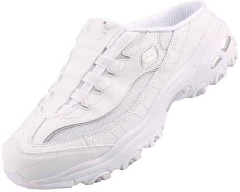 Skechers Mujer Sabot, blanco y plateado, 39 EU
