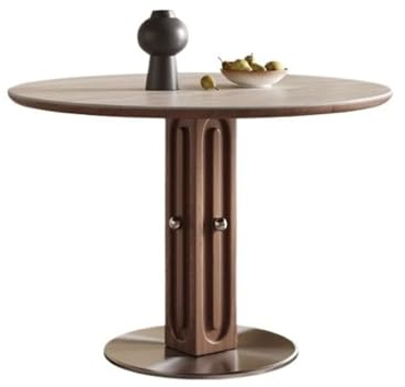 Büro-Besprechungstisch Kreativer runder Esstisch aus massivem Holz mit Steinplatte for kleine Haushalte und einfache Restaurants Esstisch