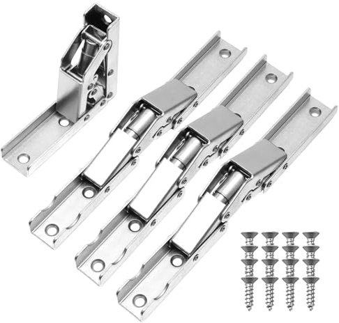 4 Stk Scharnier Edelstahl, 90 Grad Scharniere für Schranktüren, Klappscharnier mit Arretierung, Scharniere Klappbar, Tischhalter Scharnier Klappenscharnier für Schranktür und Tisch (Silber)
