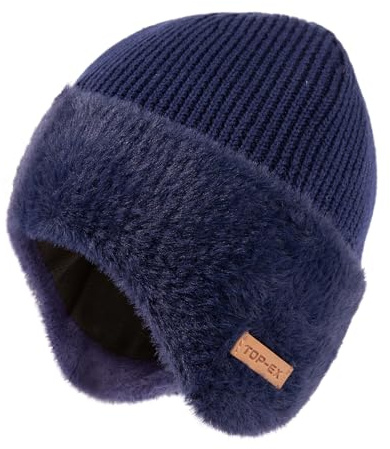 TOP-EX PolarWool™ Merino Wollmütze mit Ohrenklappen & Fleecefutter Größe M–XXL Wasserdicht Unisex Outdoor Sport Mütze Geschenk