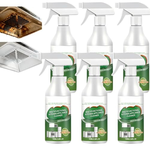 Spray limpiador multiusos para utensilios de cocina, limpiador de campanas extractoras, limpiador de aceite y grasa, limpiador de grasa resistente, spray limpiador para hornos (6 unidades)