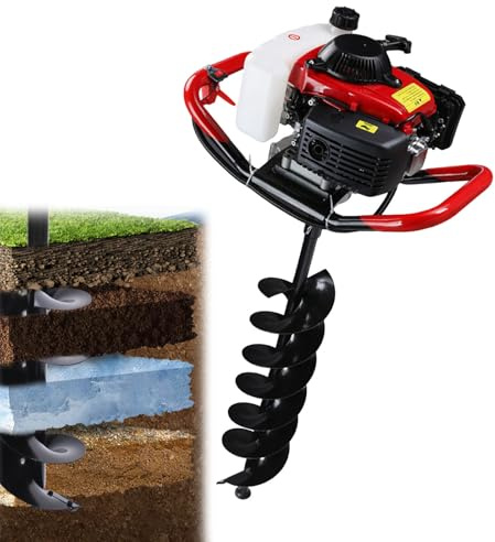 ALSUP Trivella a Scoppio Professionale 4 Tempi, Trapano a Terra Potente, con Punte Intercambiabili Ø 40-300mm per Installazione Pali 15cm