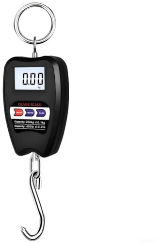 200 kg bärbar elektronisk tranvåg med krok för tunga vägningsapplikationer LCD-skärm kg lb N-enheter (svart)