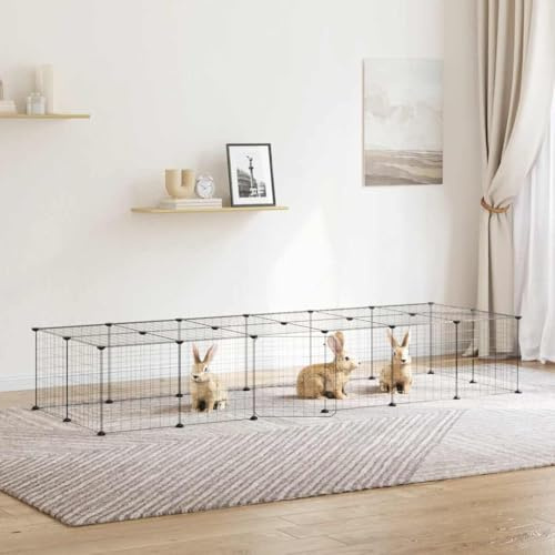LoogCape 28-TLG. Haustierkäfig mit Tür Schwarz 35x35 cm Stahl für Hamster Meerschweinchen Kaninchen Hasen Mäuse Ratten Chinchillas Frettchen Degu Nager, Indoor Outdoor, Erweiterbar, Mehrstöckig