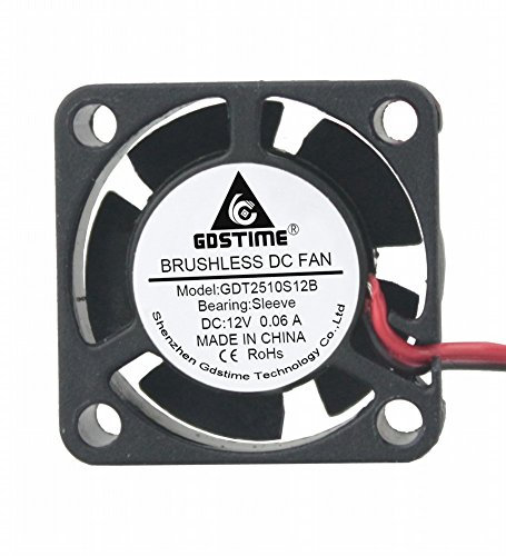 GDSTIME 25mm x 25mm x 10mm 2.5cm Small 12V Brushless DC Mini Cooling Fan for Desktop, Laptop, Server, Gaming Console, Projector, Amplifier, Switch, Router