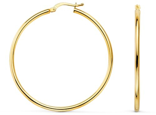 Ohrringe Kreolen, echtes Gelbgold, Durchmesser: 4,5 cm, für Damen