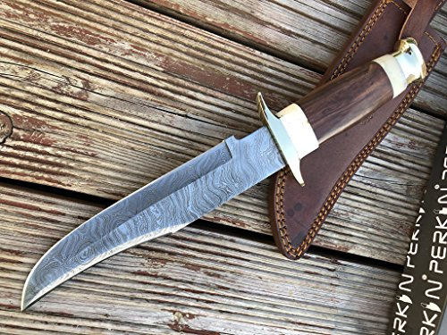Perkin Damast Jagdmesser mit Lederscheide - Bowie messer