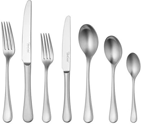 Robert Welch Radford Satin, 56 Piece Cutlery Set for 8 People. Made from Stainless Steel. Dishwasher Safe.