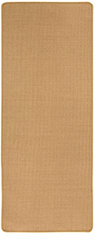 andiamo Teppich Sisal Naturfaser Teppich Wohnzimmer mit rutschhemmender Rückseite mit 5mm Florhöhe für Wohnzimmer beige 80 x 250CM