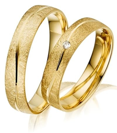 123traumringe Eheringe in 333 Gelbgold I Partnerringe mit Brillant & Etui I Gravierbare Eheringe mit Ringgröße 50-72 mm I Hochwertige Verlobungsringe in 5 mm Breite & 1,2 mm Stärke