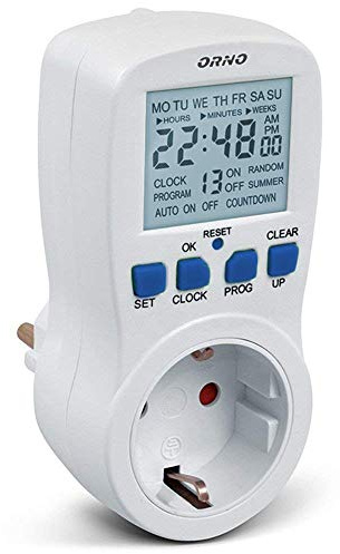 ORNO PRE-409(GS) Temporizador Enchufe 3680W 16A 230V 16 Programas de Tiempo Funcion de Cuenta Atras