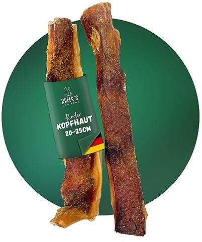 BREERs getrocknete Rinderkopfhaut für Hunde 25cm, 10kg Belohnung-Snack getreidefrei, Deutsche Herstellung, Leckerli Hundekauartikel Kauartikel große Hunde