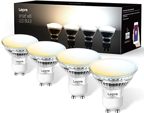 Lepro GU10 Smart Lampe, Wlan Alexa Glühbirnen, Wifi LED Leuchtmittel, 4 Pack (4.5W = 50W, Dimmbare Weiß 2700K-6500K per App oder Sprache), Kompatibel mit Alexa Echo, Google Home