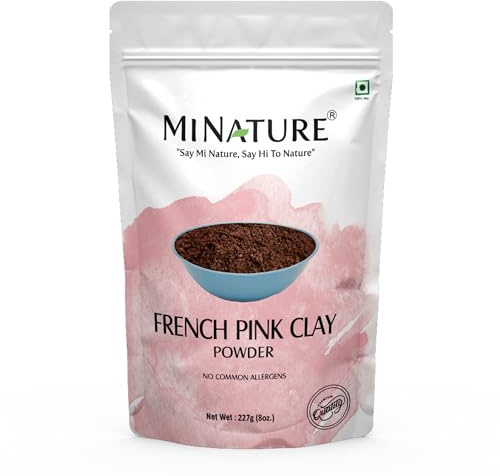 French Pink Clay powder by mi nature | 227g(8 oz) (½ pound) | Montmorillonite Pink-Clay | French Rose Clay | Face mask | 100% natural powder