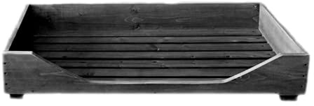 Hundebett aus Holz für kleine/mittlere/große Hunde - 60-110 x 40-60 cm - Farbe: - Hundesofa aus Massivholz (XL, Schwarz)
