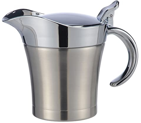 Salsiera termica in acciaio inox, 400 ml, isolante, a doppia parete, per salse, salse, condimenti, latte, caraffa con coperchio, colore argento