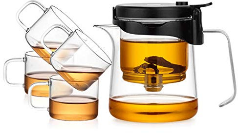 QHLOM Teiera Premium Teiera Che Fa Il Filtro del tè Cup Full Glass Bloat Liner Liner Famiglia Famiglia TEAPOT è Molto Adatto for tè e caffè/casa/Regalo Amante del tè, Regalo