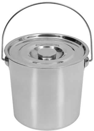 KOLHGNSE Lebensmittel Eimer Edelstahleimer Anwendungen Kücheneimer Futtereimer Wassereimer mit Edelstahl Deckel Neu, 6/12/20 Liter (12L)
