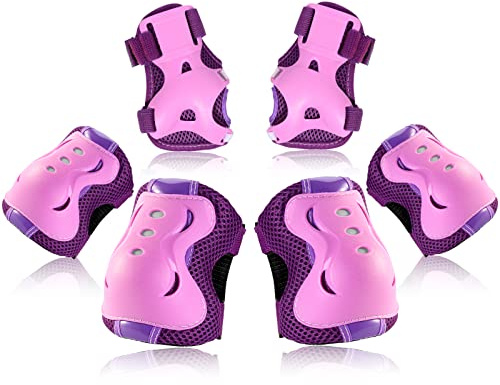 BOSONER Knieschoner Kinder Schoner Inliner Protektoren Schützer Inline Skates Knie Und Ellenbogenschützer Knieschützer Skateboard Rollschuhe (Violett, M(9-15 Jahren))