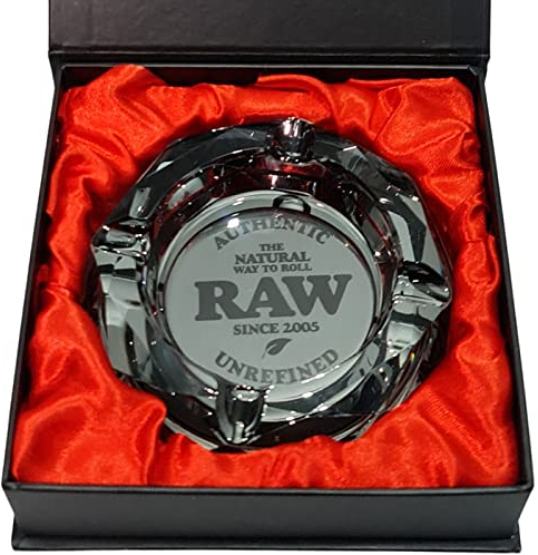 Zactly Posacenere in vetro esclusivo RAW a forma di ottagono, posacenere da ufficio moderno con fondo morbido, consegnato in un'elegante confezione regalo (grigio cenere)