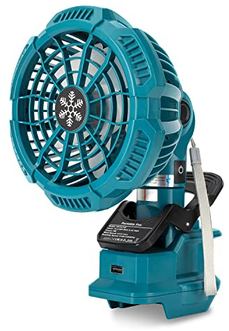 Taingwei Bärbar klämma på fläkt för Makita 18 V batteri, batteridriven barnvagnsfläkt med 3 energieffektiva hastighetsinställningar för sovrum, utomhus, camping och jobbplats (batteri ingår inte)
