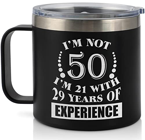 KAAYEE 50th Birthday Gifts Men, 14oz Stainless Steel Mug for Men Born 1976 | 50th Birthday Decorations Gift for Grandad Dad Husband Brother, 50 Years Old Presents for Best Friends Coworker Colleague
