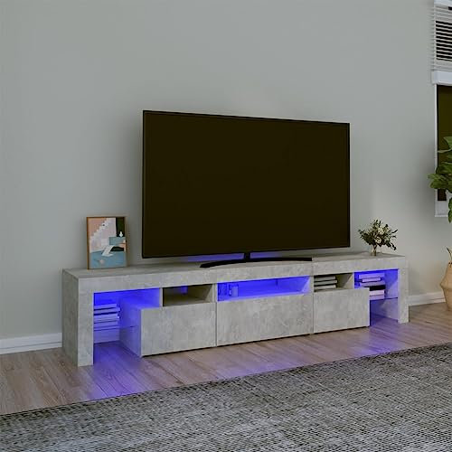SECOLI tv Schrank led 200cm TV Lowboard mit LED TV Board Fernsehschrank TV-Schrank TV-Kommode tv Bank tv Möbel Sideboard für Wohnzimmer Schlafzimmer Möbel-Betongrau-200 x 36.5 x 40 cm